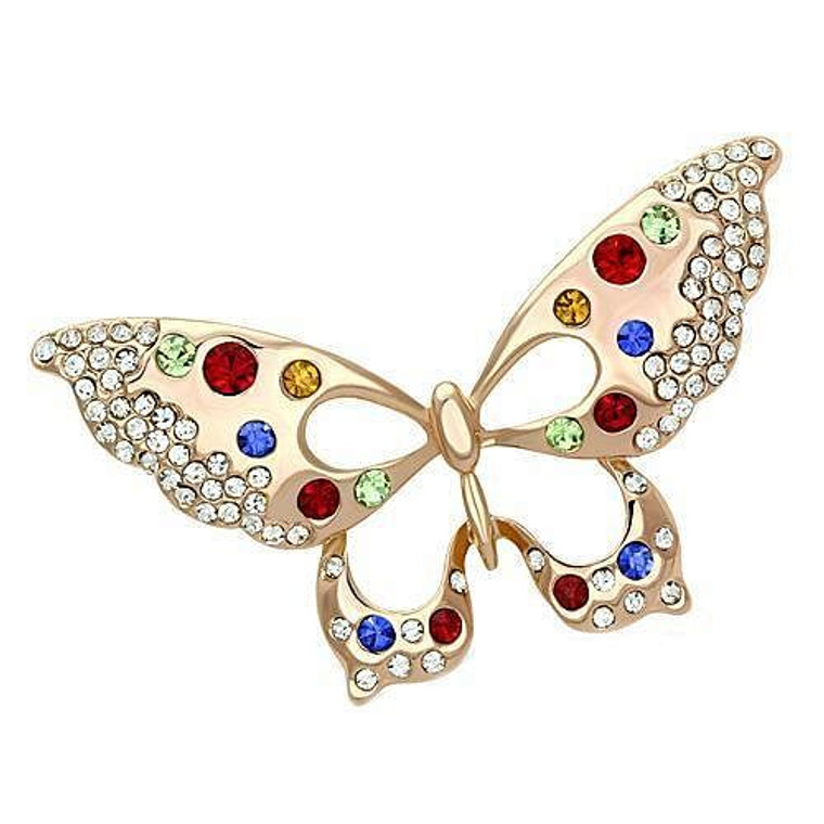 LO2907 - Flash Rose Gold White Metal Brooches with Top Grade Crystal  in Multi Color A874-LO2907