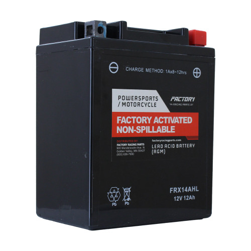 Factory Racing Parts AGM Battery FRX14AHL For Motorcycles, Snowmobiles, & Scooters YTX14AHL, YB14L-A2