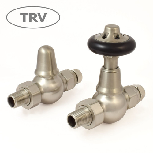 ADM-ST-SN - Admiral Traditional Thermostatic Radiator Valve - Brushed Satin Nickel (Straight TRV)