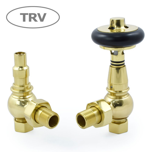 AMB-AG-B - Amberley Thermostatic Radiator Valves - Polished Brass (Angled TRV)