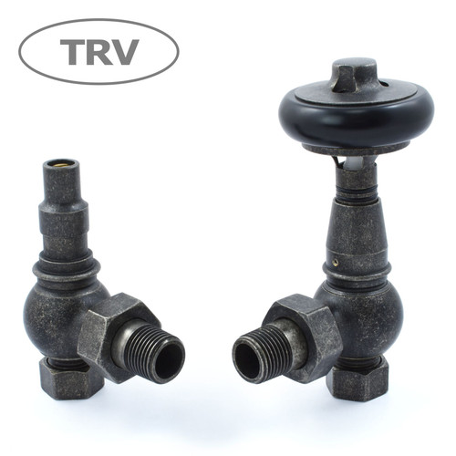 AMB-AG-PEW - Amberley Thermostatic Radiator Valves - Pewter (Angled TRV)
