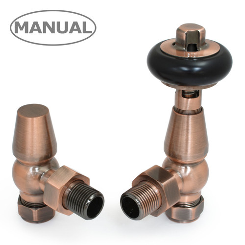 ETO-AG-AC - Eton Traditional Radiator Valve - Antique Copper (Angled Manual)
