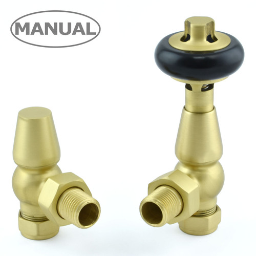 ETO-AG-BB - Eton Traditional Radiator Valve - Brushed Brass (Angled Manual)