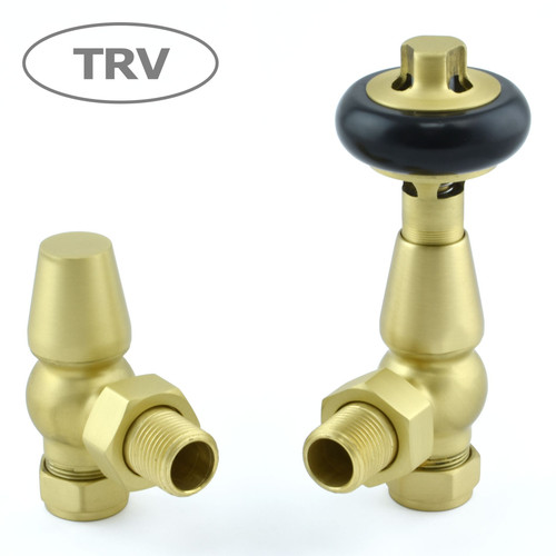 FAR-AG-BB - Faringdon Traditional Thermostatic Radiator Valve - Brushed Brass (Angled TRV)