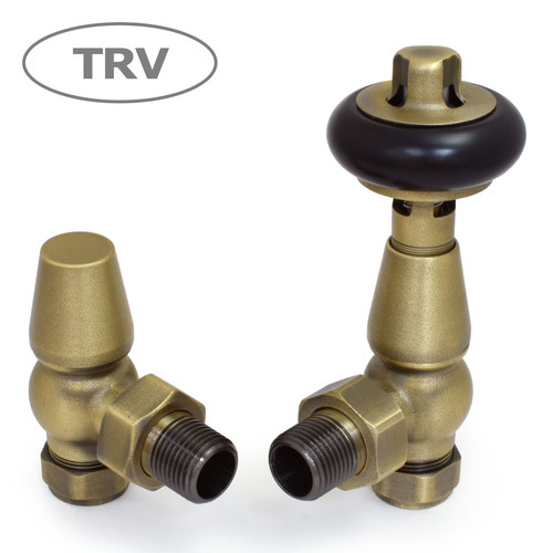 FAR-AG-OEB - Faringdon Traditional Thermostatic Radiator Valve Old English Brass (Angled TRV)