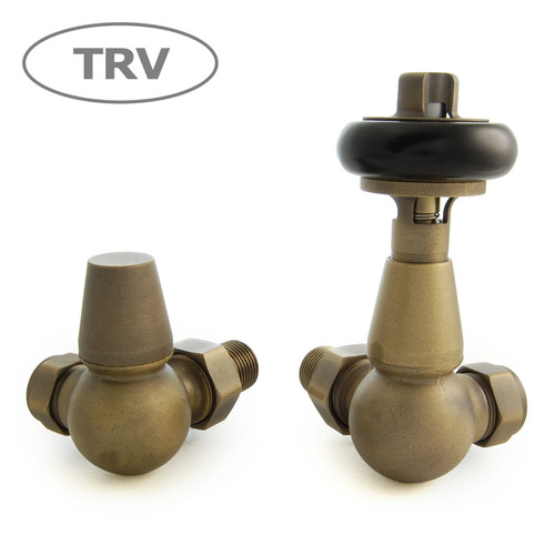 FAR-CR-OEB - Faringdon Traditional Thermostatic Radiator Valve Old English Brass (Corner TRV)