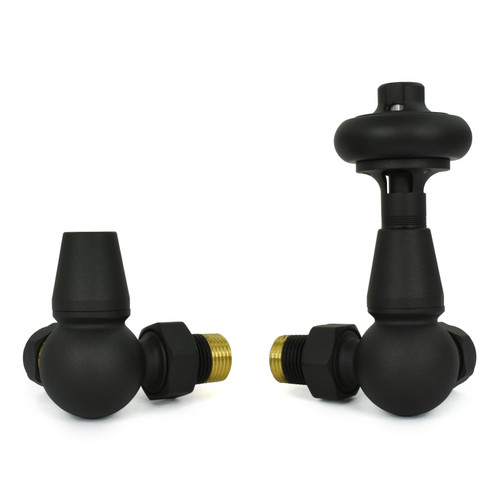FAR-CR-TB - Faringdon Traditional Thermostatic Radiator Valve - Textured Black (Corner TRV)
