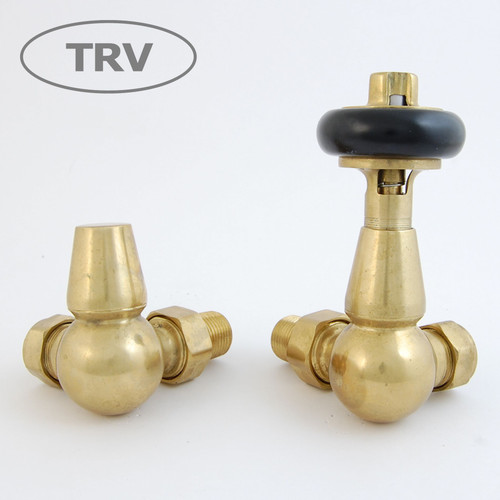 FAR-CR-UB - Faringdon Traditional Thermostatic Radiator Valve - Unlacquered Brass (Corner TRV)