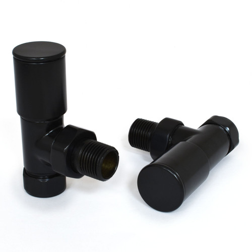 MILAN-2-AG-JB - Milan Angled Jet Black Radiator Valves (Pair)