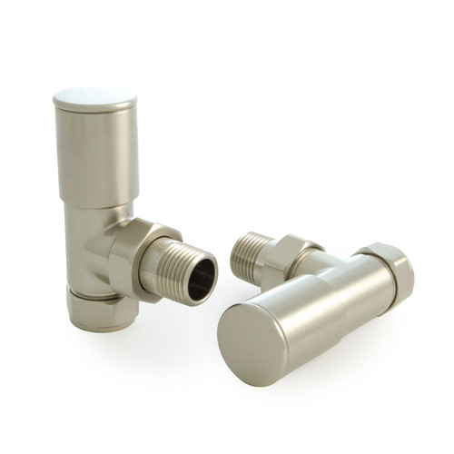 MILAN-2-AG-SN - Milan Angled Brushed Satin Nickel Radiator Valves (Pair)