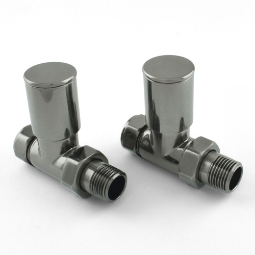 MILAN-2-ST-BL - Milan Straight Black Nickel Radiator Valves (Pair) MILAN-2-ST-BL - Milan Straight Black Nickel Radiator Valves (Pair)
