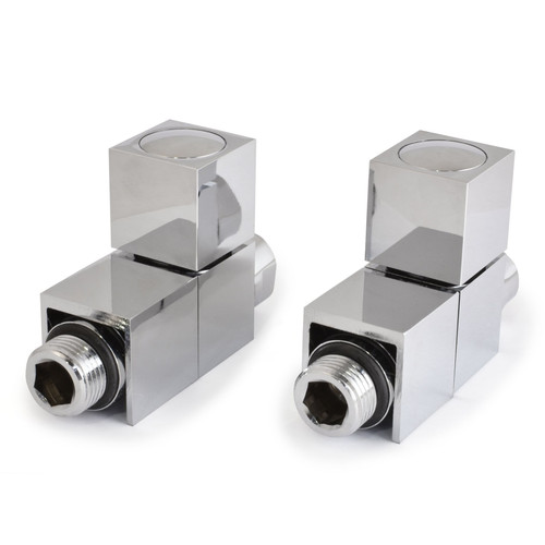 CUBE2-ST-C - Cube Square Straight Radiator Valves - Chrome