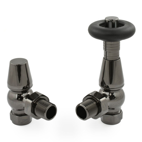 JAG-2-AG-BL - Jaguar Thermostatic Radiator Valve - Black Nickel (Angled TRV)
