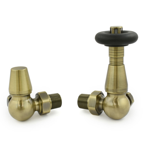 JAG-2-CR-AB - Jaguar Thermostatic Radiator Valve - Antique Brass (Corner TRV)