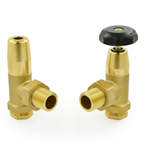 BNB-2-34-B - Black and Brass Old School Radiator Valves 3/4 inch - Brass