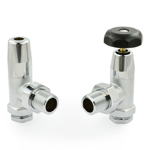 BNB-2-34-C - Black and Brass Old School Radiator Valves 3/4 inch - Chrome