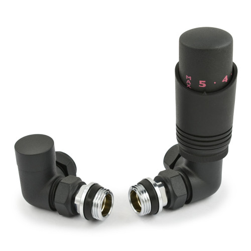 DELTA-CR-TB - Delta Corner TRV Textured Black Thermostatic Radiator Valve