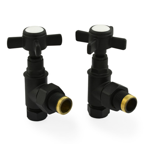 WESTMIN-2-AG-TB - Westminster Crosshead Rad Valves Angled Textured Black (pair)