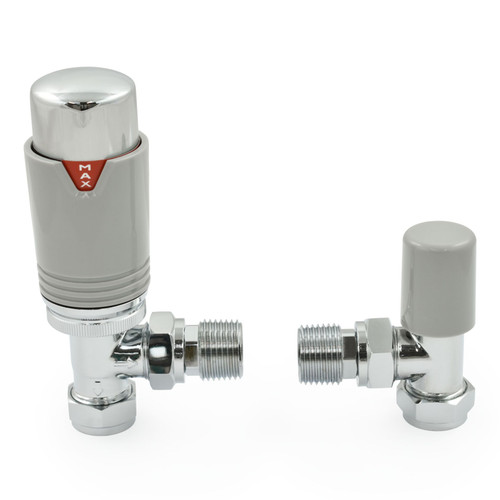 ECHO-AG-CS - Echo Angled TRV Chrome & Silver Thermostatic Radiator Valve