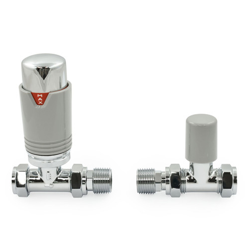 ECHO-ST-CS - Echo Straight TRV Chrome & Silver Thermostatic Radiator Valve