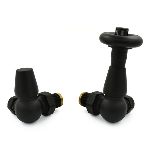 JAG-2-CR-TB - Jaguar Thermostatic Radiator Valve - Textured Black (Corner TRV)