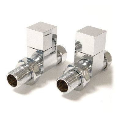 Bloc Straight Square Radiator Valves - Chrome