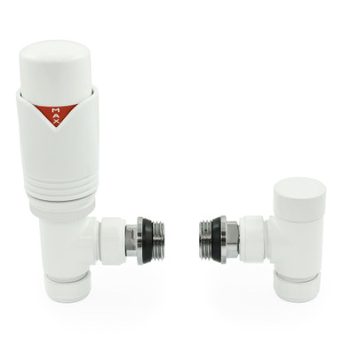 Realm Angled Thermostatic Radiator Valve - All White Valve - West Radiators