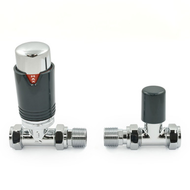 Echo Straight TRV Chrome & Anthracite Thermostatic Radiator Valve