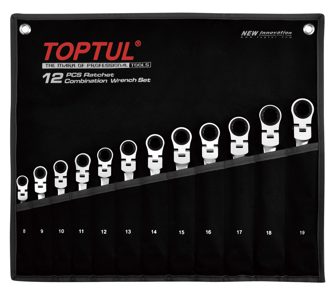 Toptul Wrench Flexi Head Geared Ratchet 12pc (GPAQ1204)