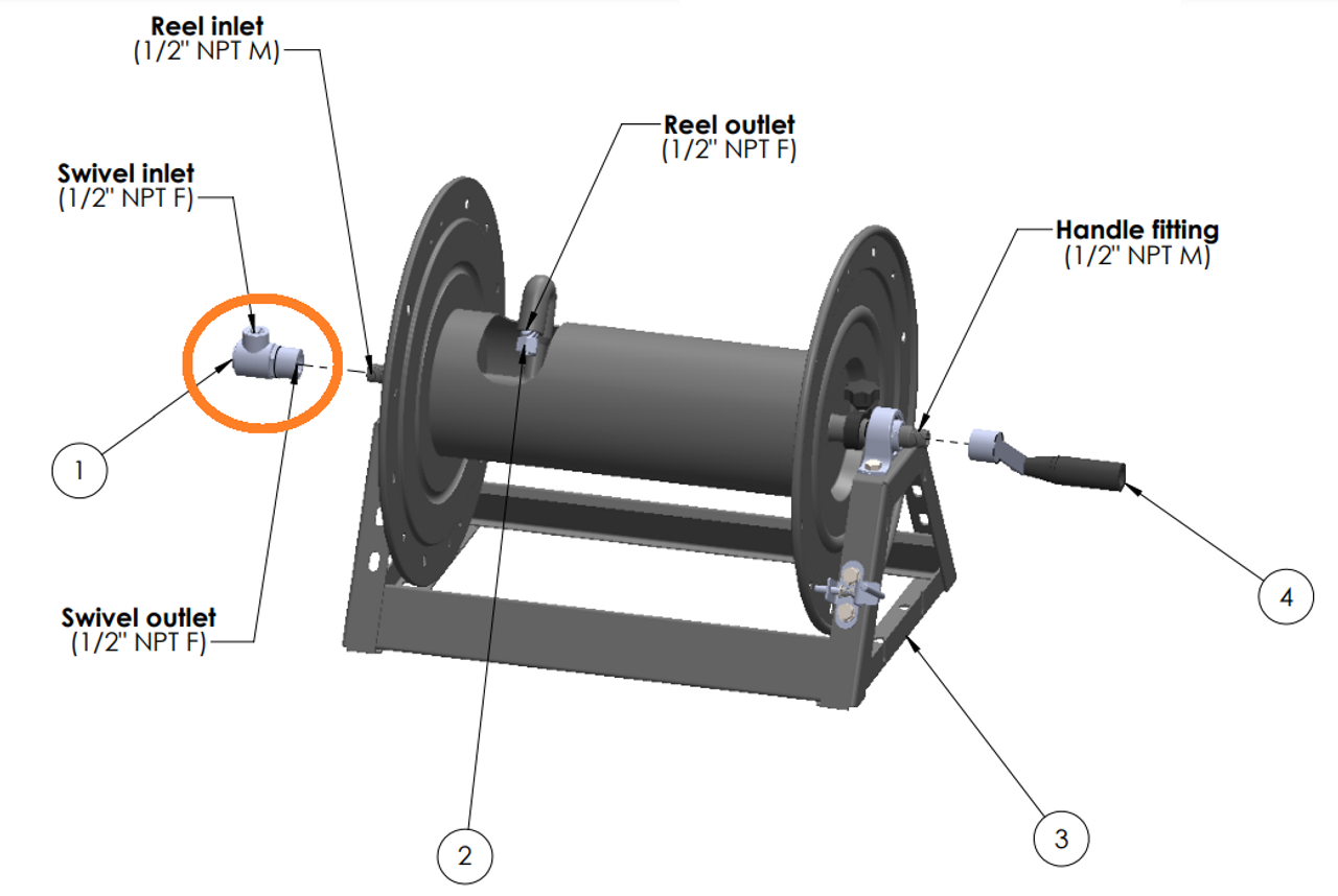 Hose Reel Swivel - Stainless Suits Cox style reel Inlet / Outlet: 1/2 inch Npt FF (222 2103246)