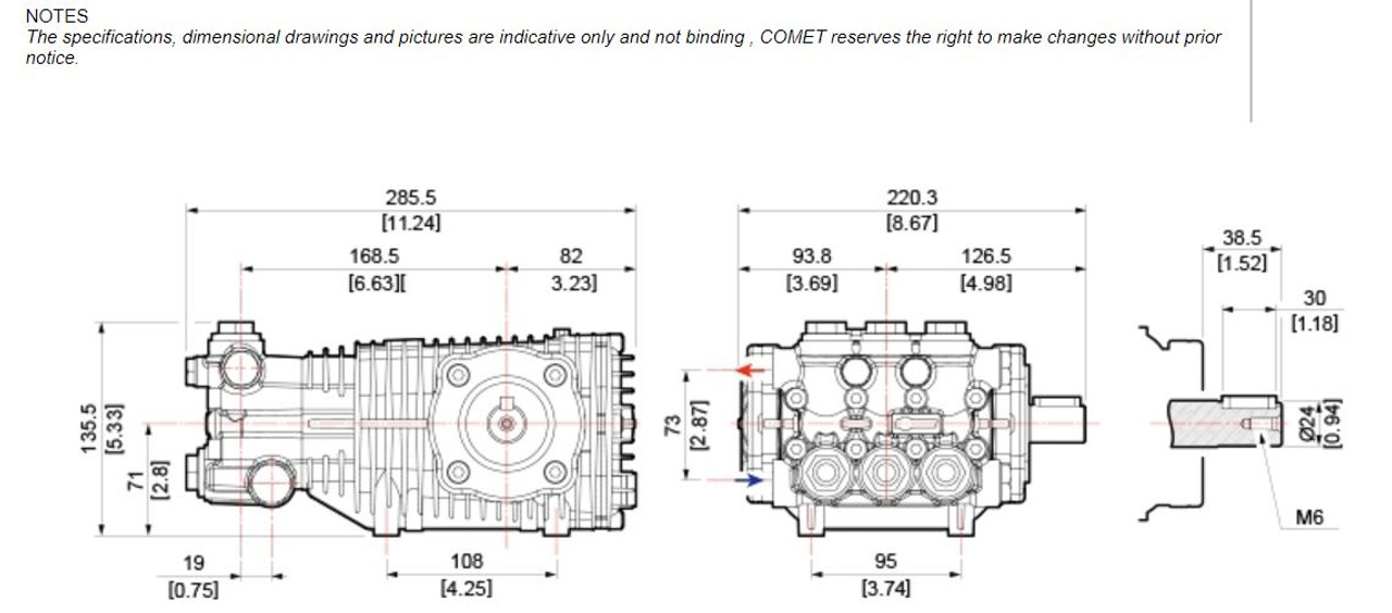 Comet Pump RW3545S | 4500psi 12.4L/min, 1450RPM (210 RW3545S)