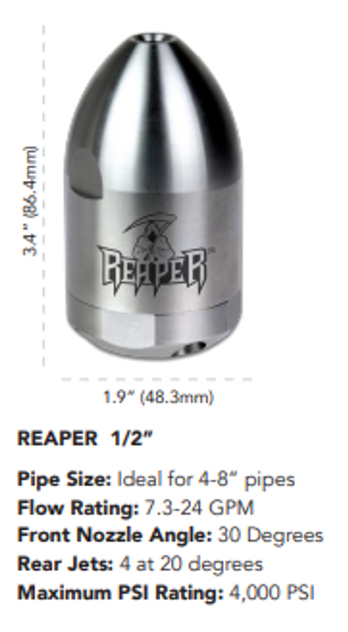 Reaper 1/2" FNPT Rotating Jetting Nozzle - 18.0