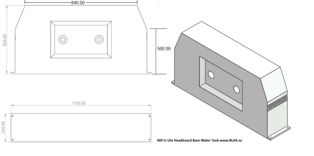 400 Lt Ute Headboard Water Tank