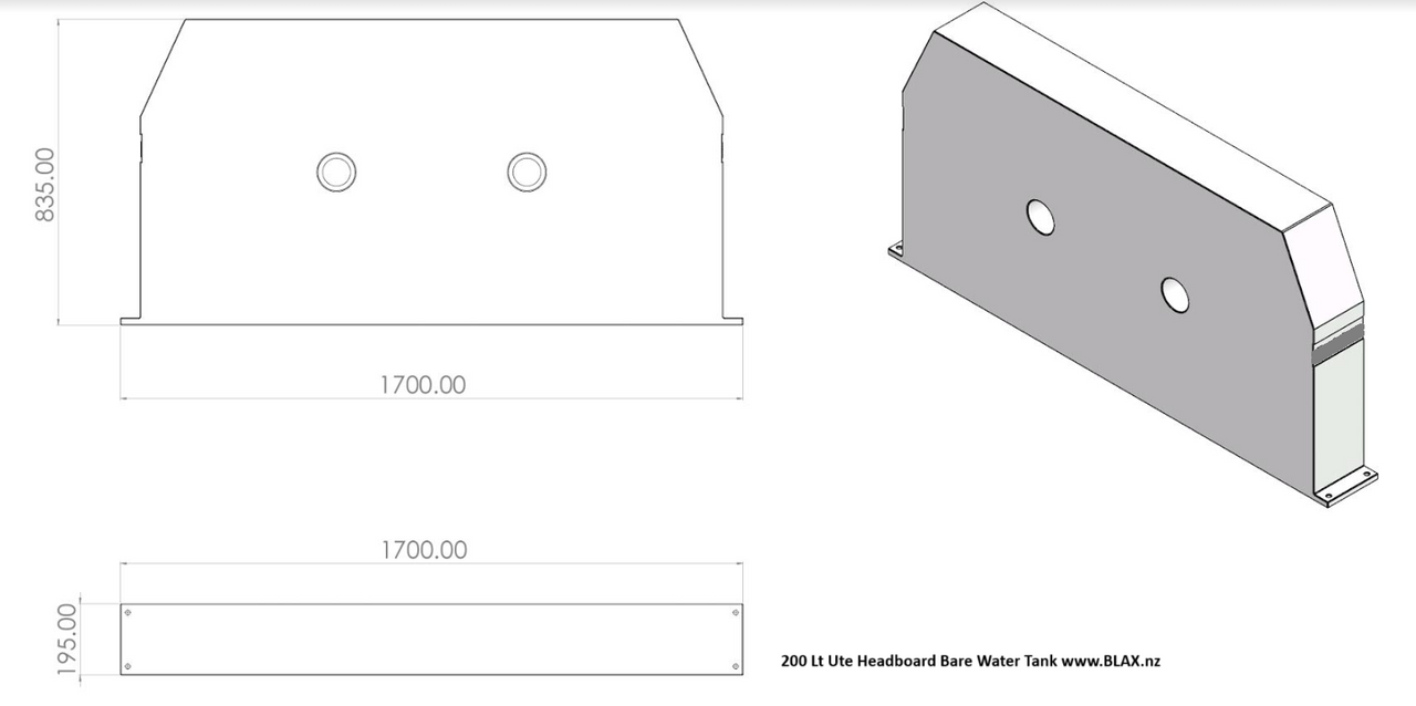 200 Lt Ute Headboard Water Tank Dimensions