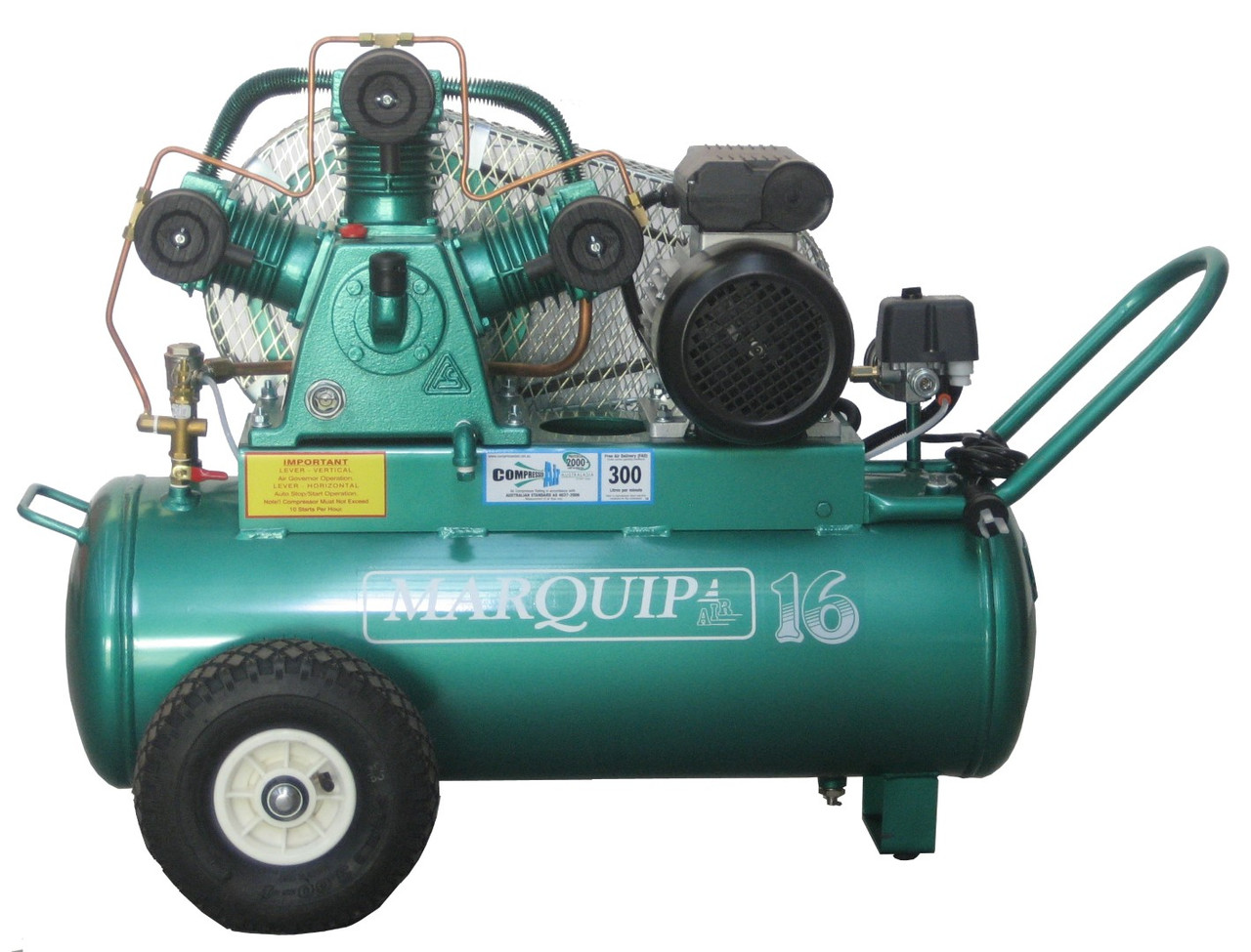 Marquip Single Phase Series Compressor 2kW 50Lt with Pneumatic Wheels