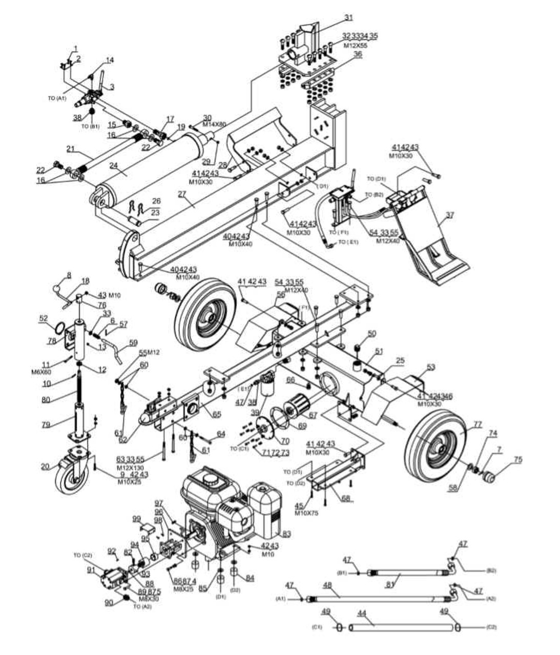 40 Ton Honda GX390 Log Splitter w/Hydraulic Lifter (126 LS40VTLHYD)