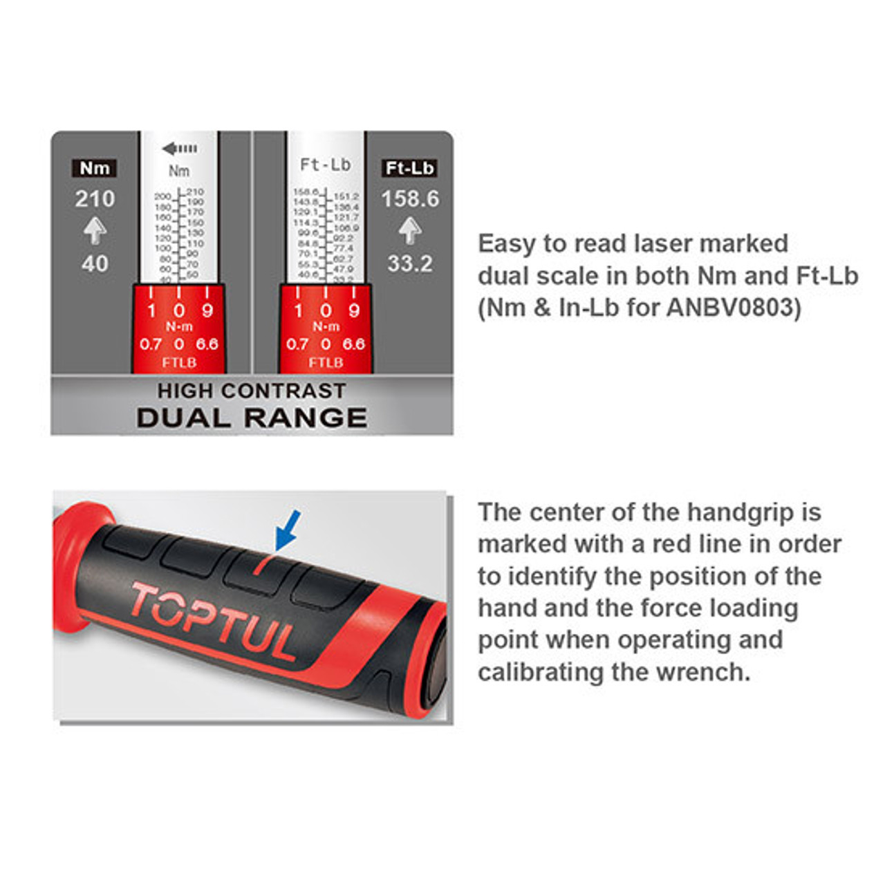 Toptul Mechanical Torque Wrench 3/8"Dr 20-110Nm