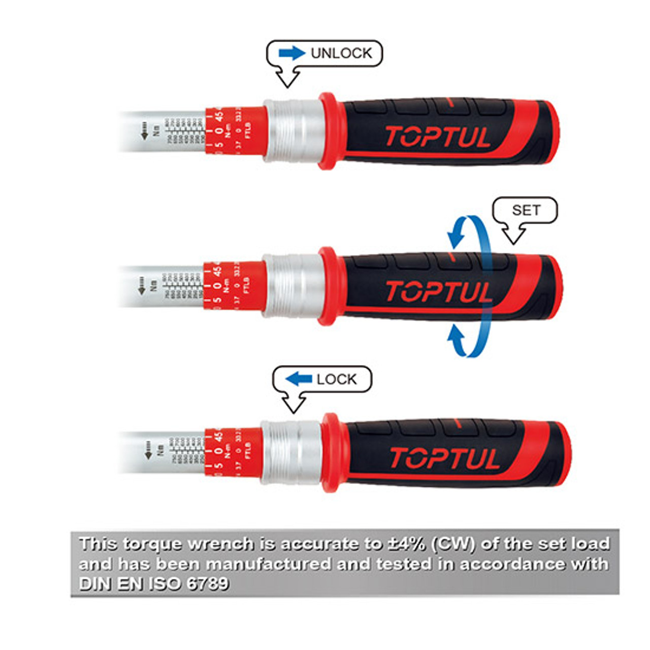 Toptul Mechanical Torque Wrench with Quick Release 3/4"Dr 150-800Nm