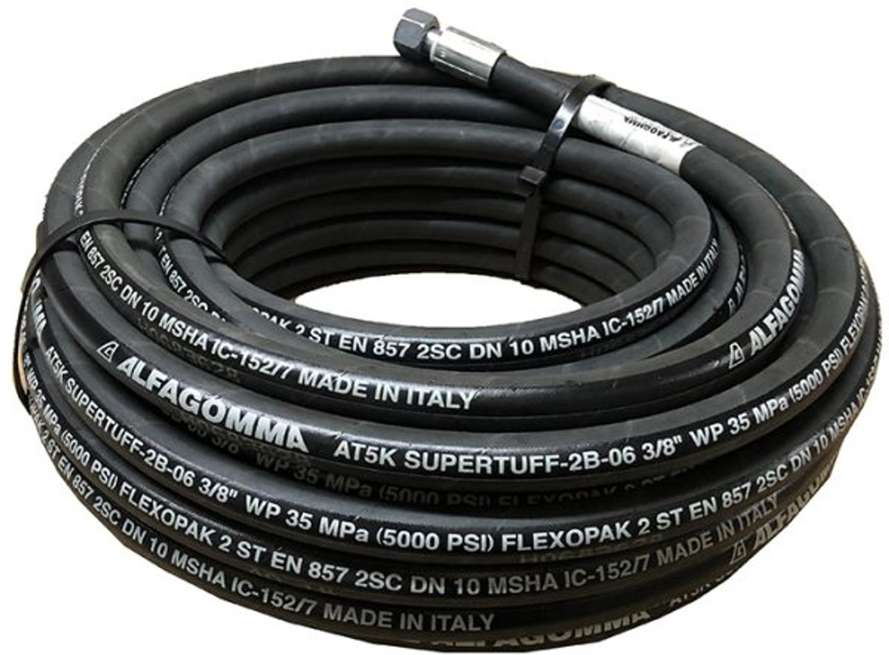 10m Supertuff - 3/8” R2 Black Mining Hose M/Fs