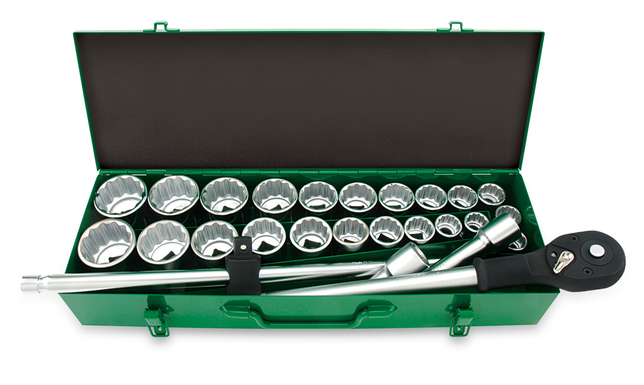 Toptul 26PCS Professional Grade - 3/4" DR. 12PT Flank Socket Set (METRIC & SAE) (GCAD2608)