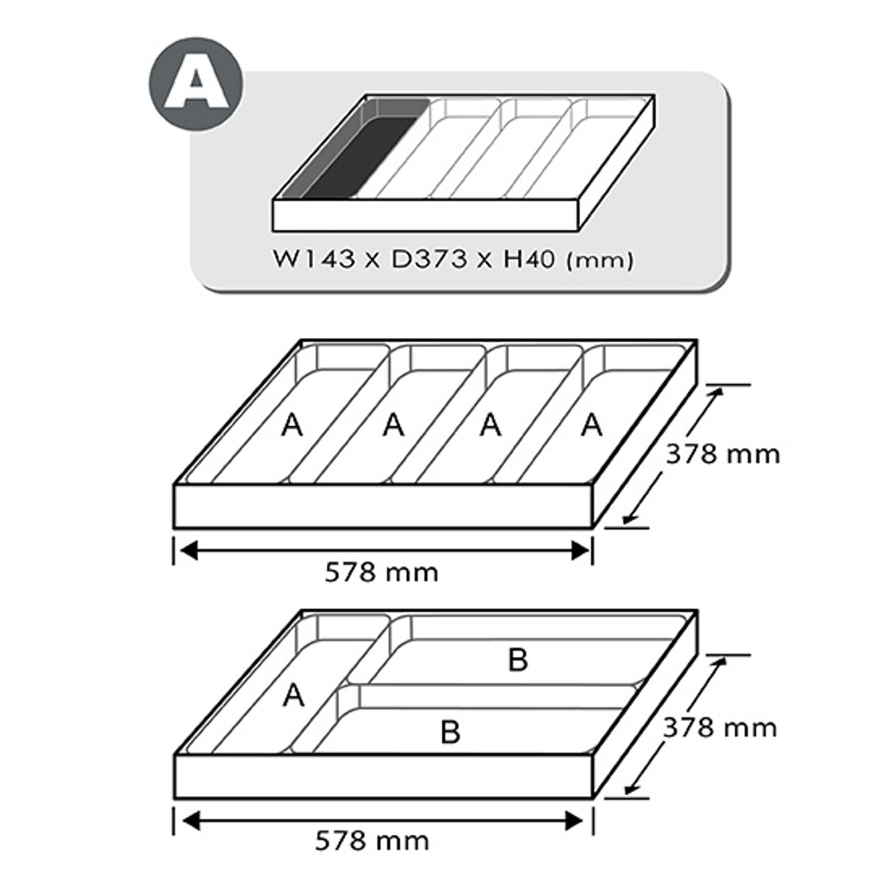 Toptul Tray Size