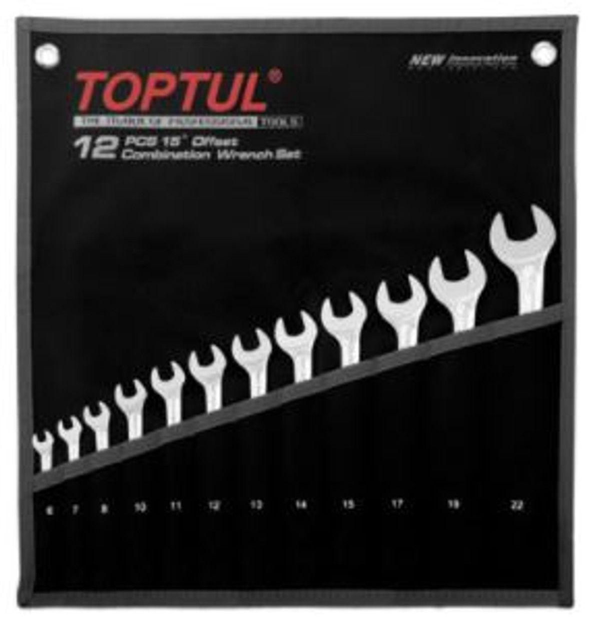 Toptul Combination Wrench Set 12 Piece 6-22mm – 15deg Offset (GPAX1202)