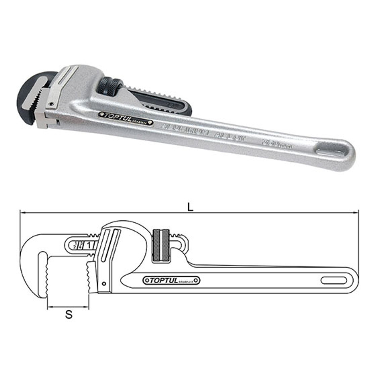 Toptul 14" Aluminium Pipe Wrench (DDAC1A14)