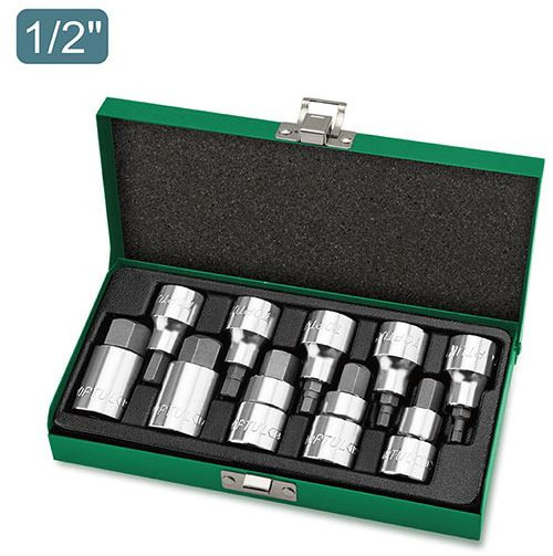 Toptul 10PCS 1/2" DR. Hex Bit Socket Set (GAAD1007)