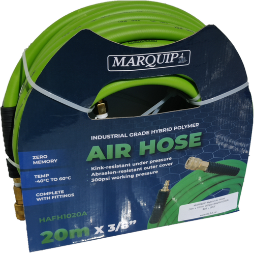 MARQUIP Industrial Grade Hybrid Polymer 20m Air Hose Assembly - Green