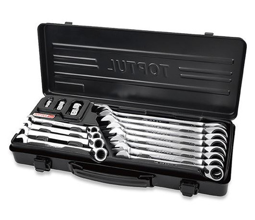 Toptul 15PCS Pro-Series Reversible Ratchet Combination Wrench Set (GBA1541)