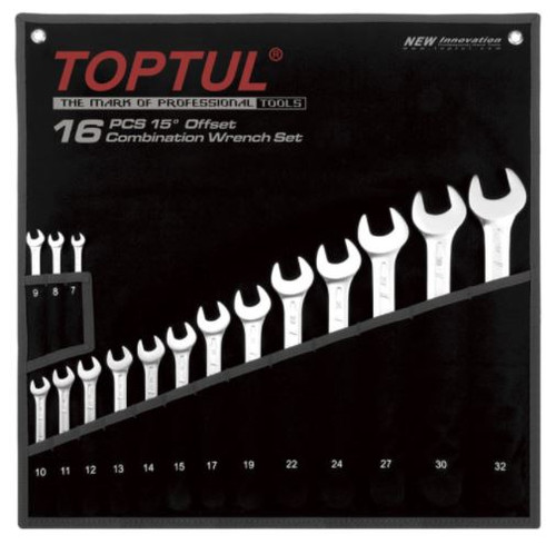Toptul Combination Wrench Set 16 Piece 7-32mm – 15deg Offset (GPAX1601)