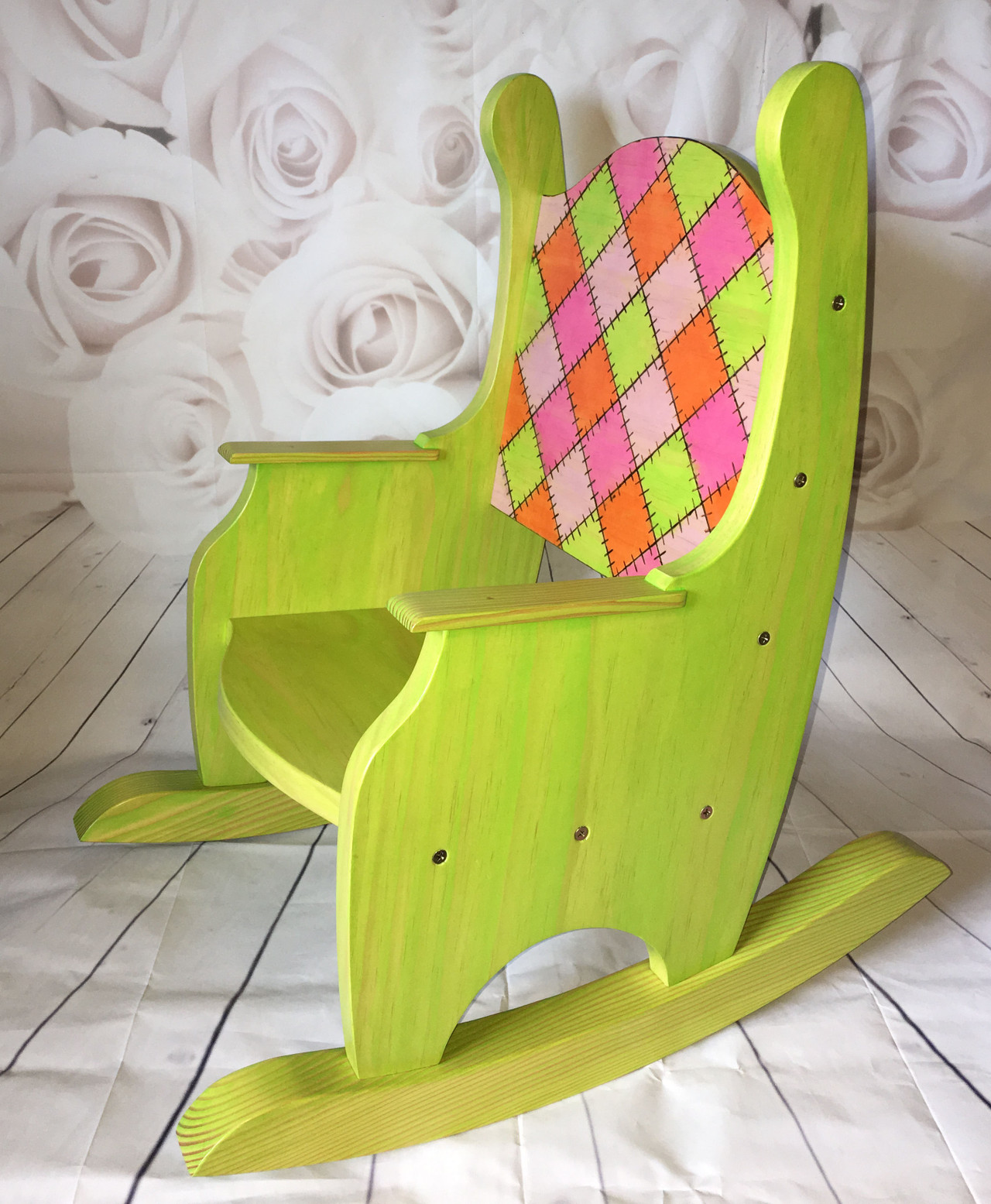 Child's Rocking Chair, Patchwork Stained, Pine - My Chaos by Design