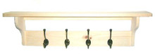 Unfinished Pine Coat Rack w/Shelf