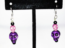 Earrings/ Purple and Pink Skull